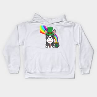 Funny french bulldog celebrates st patricks day Kids Hoodie